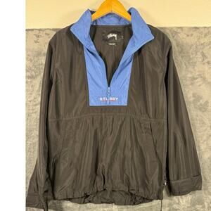 Stussy Sport 1/4 Zip Pullover Anorak Jacket  Black/Blue Men’s Medium